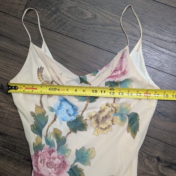 SOLD Sue Wong Cream Asymmetrical Floral Dress Size 14 - Picture 5 of 7